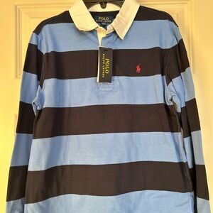 Polo by Ralph Lauren Blue and Black Striped Shirt 14-16 L